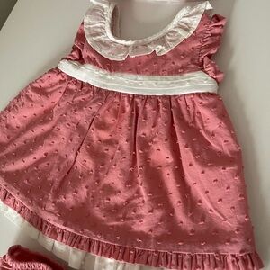 2 For $10 Adorable dark blush Pink Baby Dress Set size 2-4 Months
